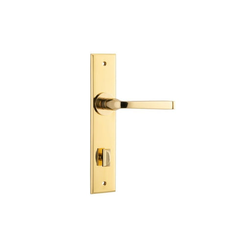 IVER Annecy Door Lever Handle On Chamfered Backplate | Privacy Lever Set Only | 9 Finishes - Polished Brass
