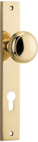 IVER Paddington Door Knob On Rectangular Backplate | Entrance Lever Set Only | 9 Finishes - Polished Brass