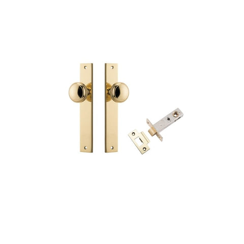 IVER Paddington Door Knob On Rectangular Backplate | Passage Kit | 9 Finishes - Polished Brass