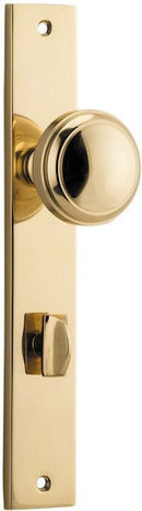 IVER Paddington Door Knob On Rectangular Backplate | Privacy Lever Set Only | 9 Finishes - Polished Brass