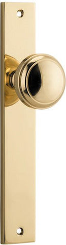 IVER Paddington Door Knob On Rectangular Backplate | Passage Lever Set Only | 9 Finishes - Polished Brass
