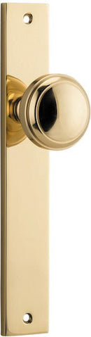 IVER Paddington Door Knob On Rectangular Backplate | Passage Lever Set Only | 9 Finishes - Polished Brass