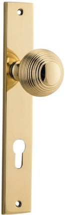 IVER Guildford Door Knob On Rectangular Backplate | Entrance Lever Set Only | 9 Finishes - Polished Brass