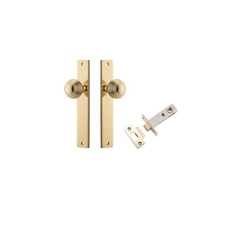 IVER Guildford Door Knob On Rectangular Backplate | Passage Kit | 9 Finishes - Polished Brass