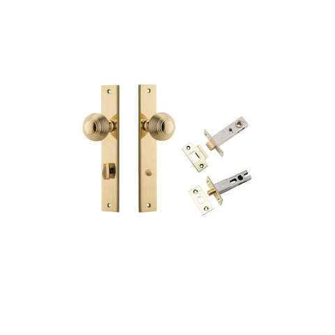 IVER Guildford Door Knob On Rectangular Backplate | Separate Privacy Kit | 9 Finishes - Polished Brass
