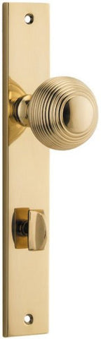 IVER Guildford Door Knob On Rectangular Backplate | Privacy Lever Set Only | 9 Finishes - Polished Brass