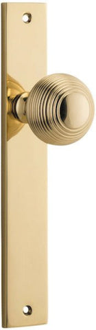 IVER Guildford Door Knob On Rectangular Backplate | Passage Lever Set Only | 9 Finishes - Polished Brass