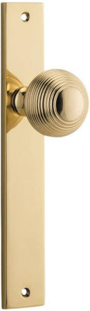 IVER Guildford Door Knob On Rectangular Backplate | Passage Lever Set Only | 9 Finishes - Polished Brass