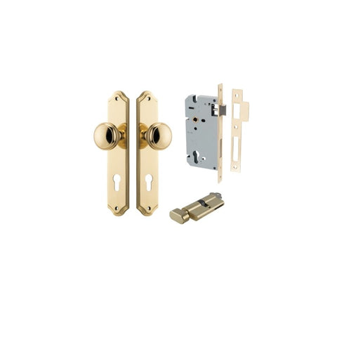 IVER Paddington Door Knob On Shouldered Backplate | Entrance Kit (Key/Thumb) | 9 Finishes - Polished Brass