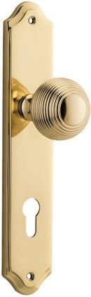 IVER Guildford Door Knob On Shouldered Backplate | Entrance Lever Set Only | 9 Finishes - Polished Brass