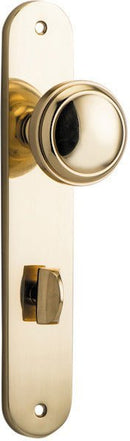 IVER Paddington Door Knob On Oval Backplate | Privacy Lever Set Only | 9 Finishes - Polished Brass