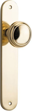 IVER Paddington Door Knob On Oval Backplate | Passage Lever Set Only | 9 Finishes - Polished Brass