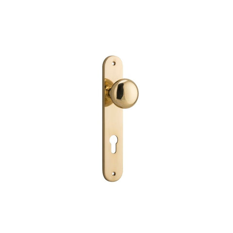 IVER Cambridge Door Knob On Oval Backplate | Entrance Lever Set Only | 9 Finishes - Polished Brass