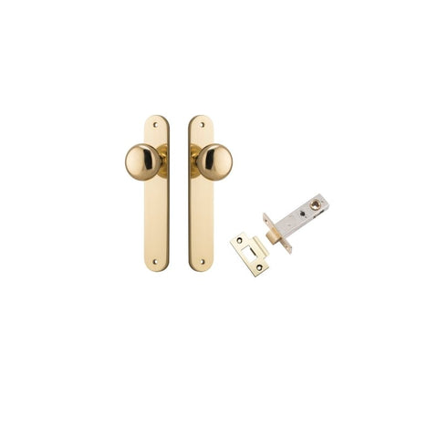 IVER Cambridge Door Knob On Oval Backplate | Passage Kit | 9 Finishes - Polished Brass