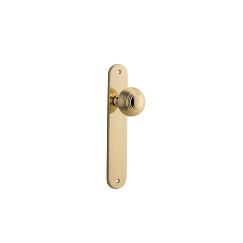 IVER Guildford Door Knob On Oval Backplate | Passage Lever Set Only | 9 Finishes - Polished Brass