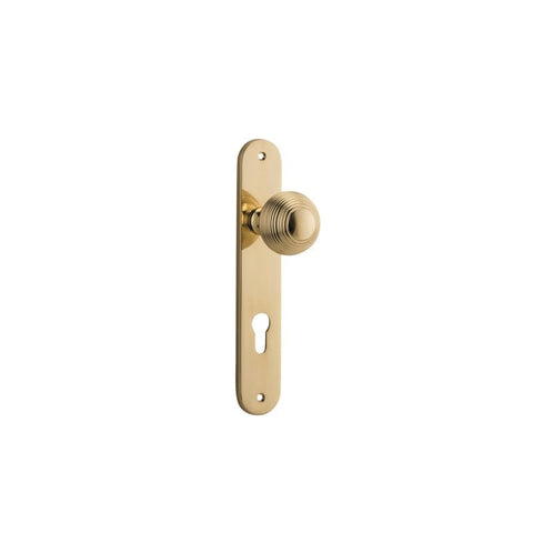 IVER Guildford Door Knob On Oval Backplate | Entrance Lever Set Only | 9 Finishes - Polished Brass