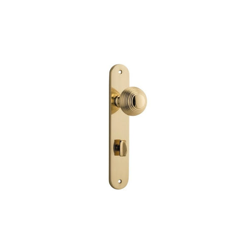 IVER Guildford Door Knob On Oval Backplate | Privacy Lever Set Only | 9 Finishes - Polished Brass