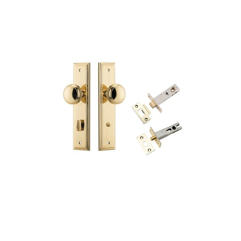 IVER Paddington Door Knob On Stepped Backplate | Separate Privacy Kit | 9 Finishes - Polished Brass