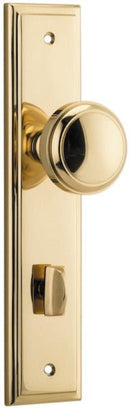 IVER Paddington Door Knob On Stepped Backplate | Privacy Lever Set Only | 9 Finishes - Polished Brass