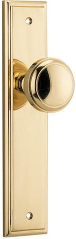 IVER Paddington Door Knob On Stepped Backplate | Passage Lever Set Only | 9 Finishes - Polished Brass