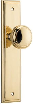 IVER Paddington Door Knob On Stepped Backplate | Passage Lever Set Only | 9 Finishes - Polished Brass