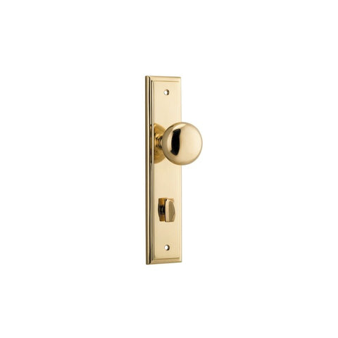 IVER Cambridge Door Knob On Stepped Backplate | Privacy Lever Set Only | 9 Finishes - Polished Brass