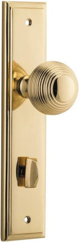 IVER Guildford Door Knob On Stepped Backplate | Privacy Lever Set Only | 9 Finishes - Polished Brass