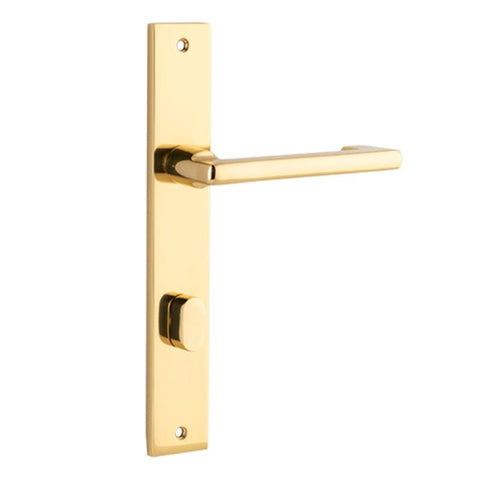 Iver Baltimore Return Door Lever on Rectangular Backplate | Privacy Lever Set Only | 7 Finishes - Polished Brass