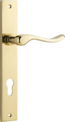 IVER Stirling Door Lever Handle On Rectangular Backplate | Entrance Lever Set Only | 8 Finishes - Polished Brass
