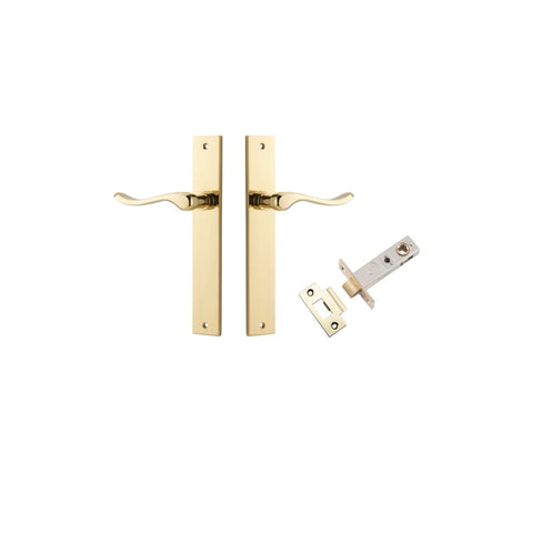 IVER Stirling Door Lever Handle On Rectangular Backplate | Passage Kit | 8 Finishes - Polished Brass