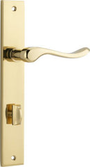 IVER Stirling Door Lever Handle On Rectangular Backplate | Privacy Lever Set Only | 8 Finishes - Polished Brass