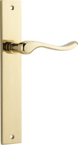 IVER Stirling Door Lever Handle On Rectangular Backplate | Passage Lever Set Only | 8 Finishes - Polished Brass