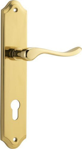 IVER Stirling Door Lever Handle On Shouldered Backplate | Entrance Lever Set Only | 8 Finishes - Polished Brass