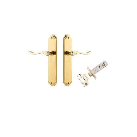 IVER Stirling Door Lever Handle On Shouldered Backplate | Passage Kit | 8 Finishes - Polished Brass
