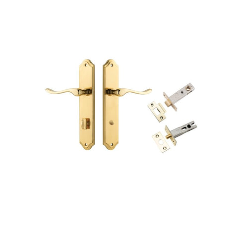 IVER Stirling Door Lever Handle On Shouldered Backplate | Separate Privacy Kit | 8 Finishes - Polished Brass