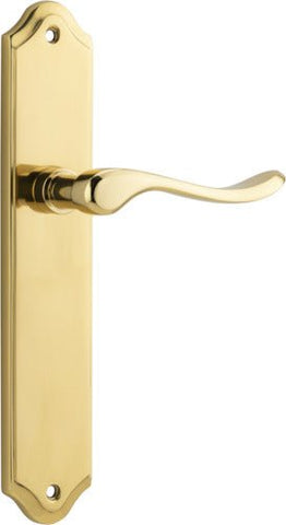 IVER Stirling Door Lever Handle On Shouldered Backplate | Passage Lever Set Only | 8 Finishes - Polished Brass