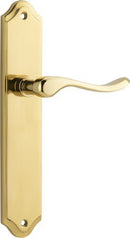 IVER Stirling Door Lever Handle On Shouldered Backplate | Passage Lever Set Only | 8 Finishes - Polished Brass