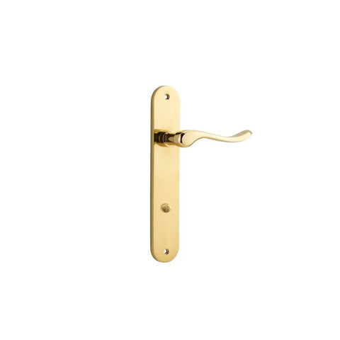 Iver Stirling Solid Brass Door Lever on Oval Backplate | Privacy Lever Set Only | 8 Finishes - Polished Brass