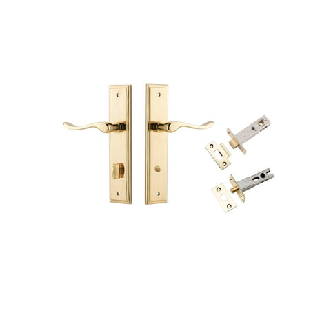 IVER Stirling Door Lever Handle On Stepped Backplate | Separate Privacy Kit | 8 Finishes - Polished Brass