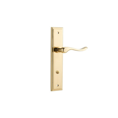 IVER Stirling Door Lever Handle On Stepped Backplate | Privacy Lever Set Only | 8 Finishes - Polished Brass