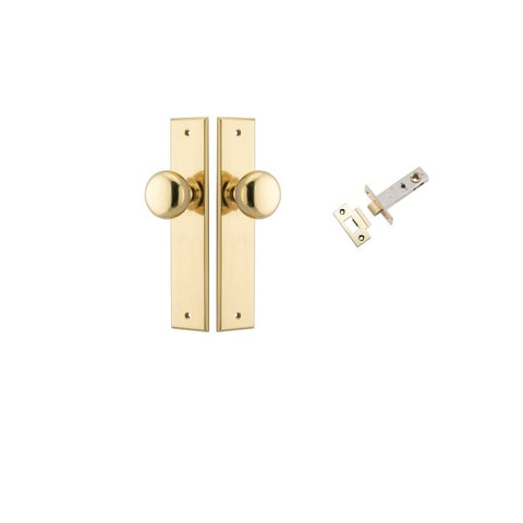 IVER Cambridge Door Knob On Chamfered Backplate | Passage Kit | 9 Finishes - Polished Brass