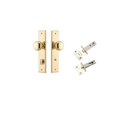 IVER Cambridge Door Knob On Chamfered Backplate | Separate Privacy Kit | 9 Finishes - Polished Brass