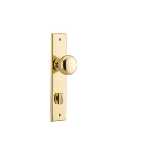 IVER Cambridge Door Knob On Chamfered Backplate | Privacy Lever Set Only | 9 Finishes - Polished Brass