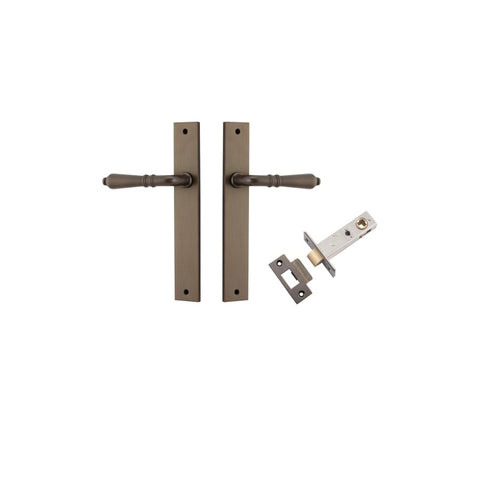 IVER Sarlat Lever Door Handle On Rectangular Backplate | Passage Kit | 10 Finishes - Signature Brass