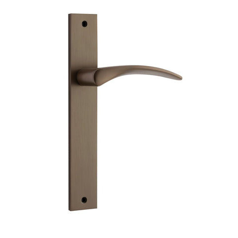 IVER Oxford Door Lever Handle On Rectangular Backplate | Passage Lever Set Only | 4 Finishes - Signature Brass