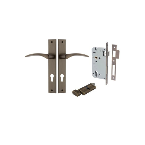 IVER Oxford Door Lever Handle On Rectangular Backplate | Entrance Kit (Key/Thumb) | 4 Finishes - Signature Brass