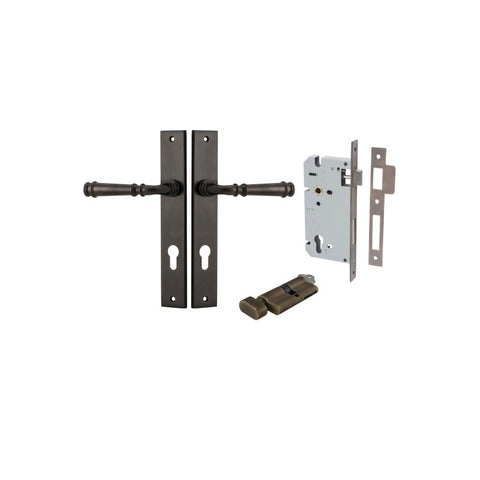 IVER Verona Door Lever Handle On Rectangular Backplate | Entrance Kit (Key/Thumb) | 9 Finishes - Signature Brass