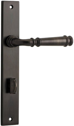 IVER Verona Door Lever Handle On Rectangular Backplate | Privacy Lever Set Only | 9 Finishes - Signature Brass