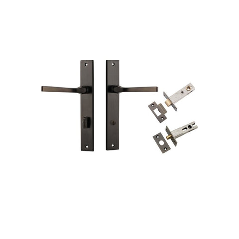 IVER Annecy Door Lever Handle On Rectangular Backplate | Separate Privacy Kit | 9 Finishes - Signature Brass