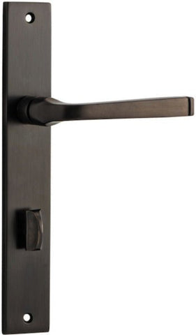 IVER Annecy Door Lever Handle On Rectangular Backplate | Privacy Lever Set Only | 9 Finishes - Signature Brass